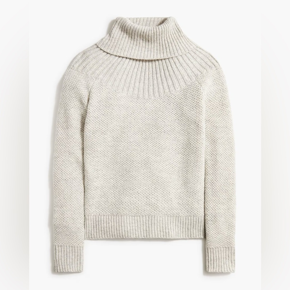 J. Crew M Heather Grey Mixed-Stitch Turtleneck Long Sleeve Sweater